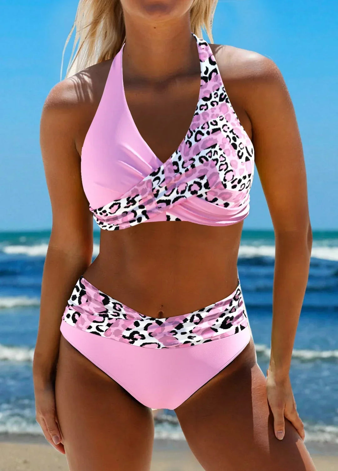 Bikini damskie push up na lato z szybkoschnącego materiału plażowego krzyżowe