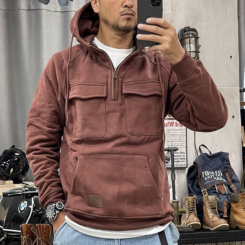 Bluza męska z kapturem fleece z zamkiem sportowa na wiosnę casualowa ciepła