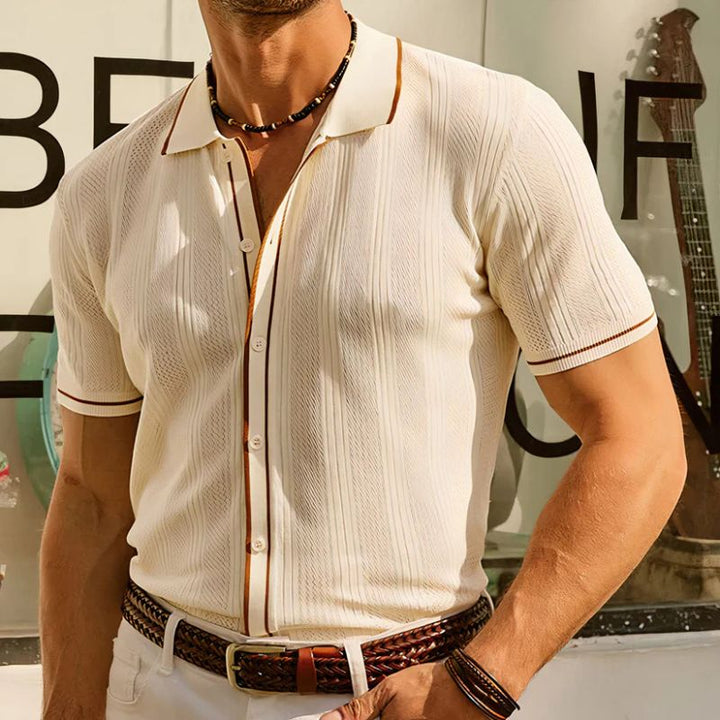 Koszulka polo męska bawełniana dzianinowa na lato elegancka krótki rękaw casual