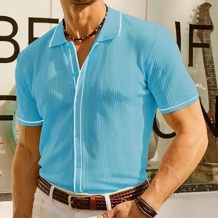 Koszulka polo męska bawełniana dzianinowa na lato elegancka krótki rękaw casual