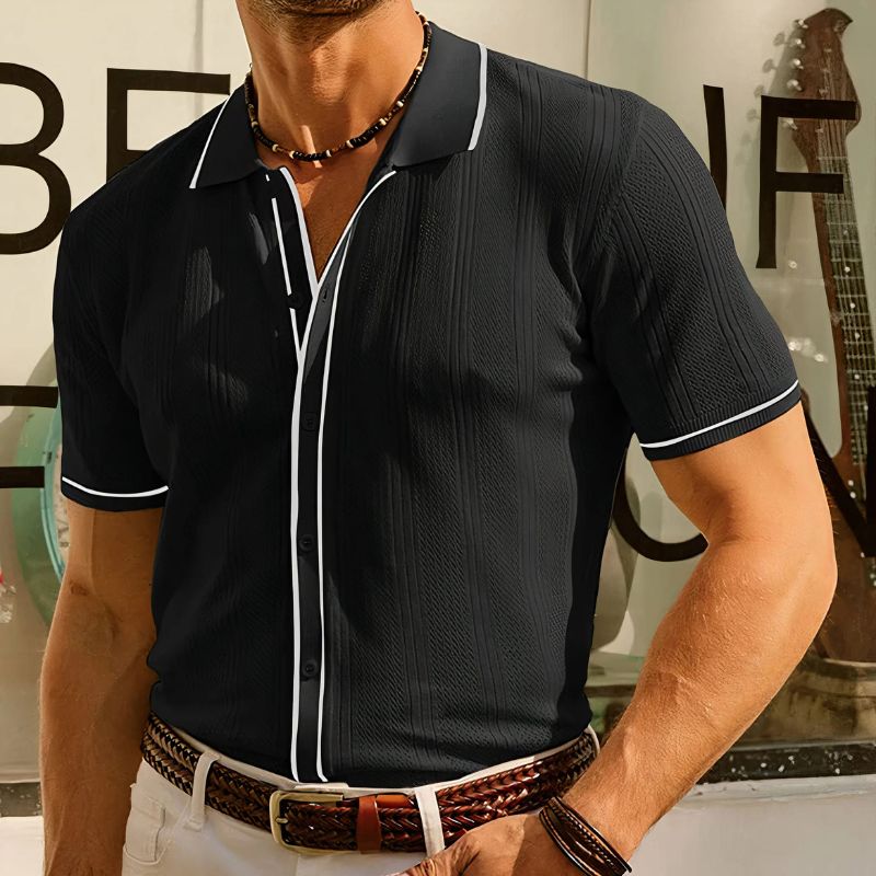 Koszulka polo męska bawełniana dzianinowa na lato elegancka krótki rękaw casual