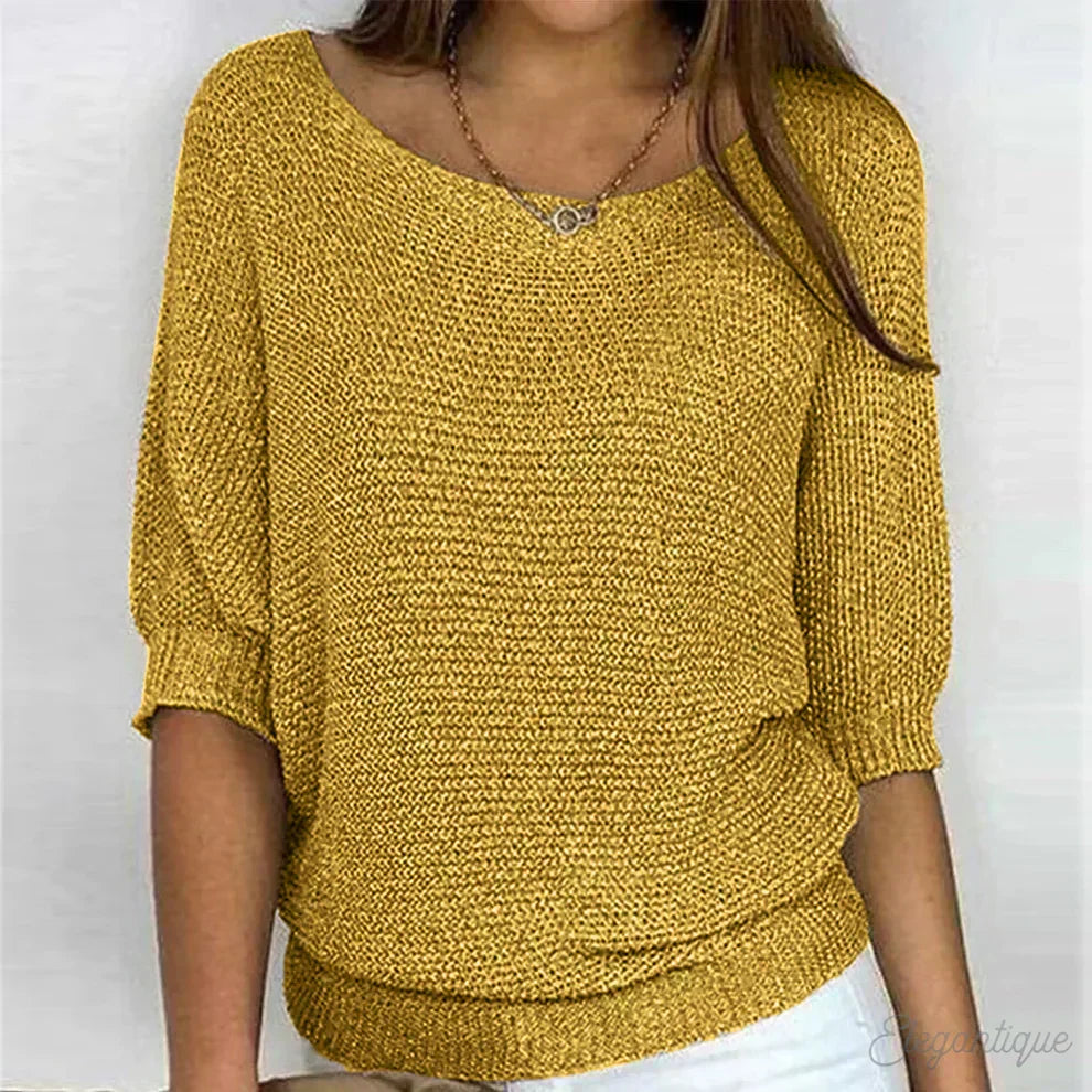 Damski sweter dzianinowy jesienny z rękawem 3/4 luźny