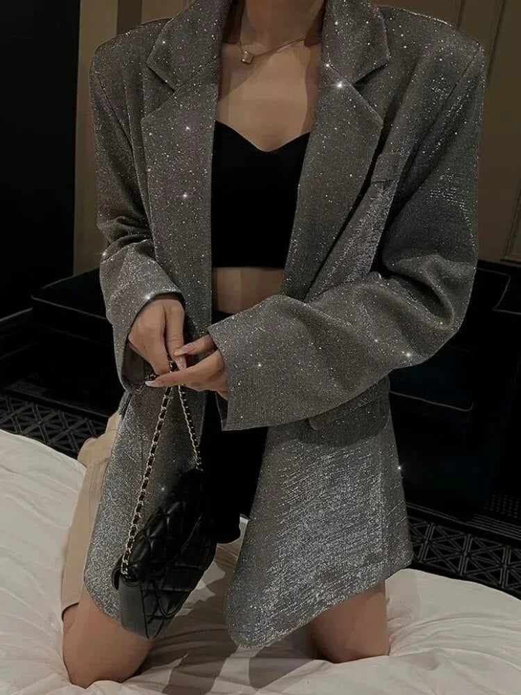 Marynarka damska z cekinami na jesień elegancka wieczorowa na specjalne okazje
