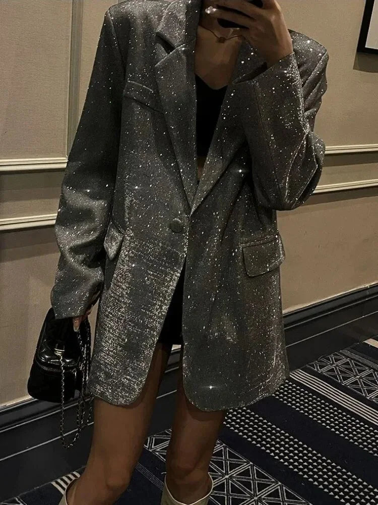 Marynarka damska z cekinami na jesień elegancka wieczorowa na specjalne okazje
