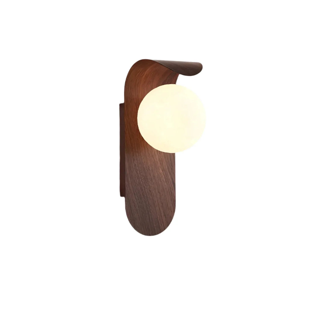 Kinkiet LED ścienny kulisty z drewnopodobnym wykończeniem do salonu 13x25cm