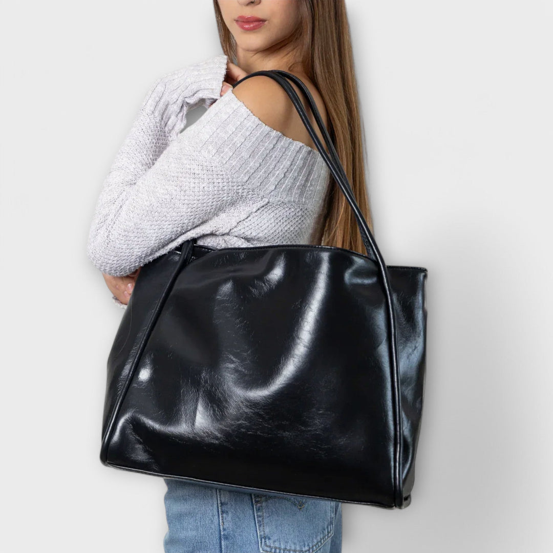 Torba damska tote vintage ze skóry ekologicznej na sezon jesienny do pracy i na co dzień