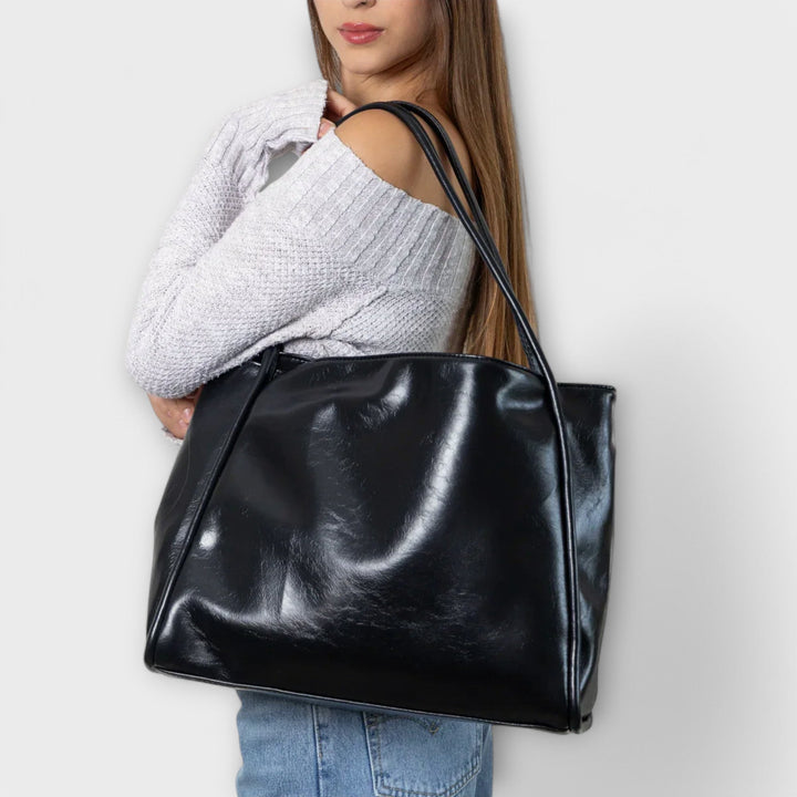 Torba damska tote vintage ze skóry ekologicznej na sezon jesienny do pracy i na co dzień